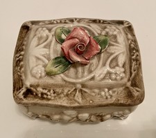 Bassano rózsás olasz kézzel festett porcelán bonbonier, tálaló
