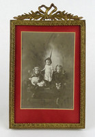 1H475 Antik Belgráder Soma gyermek fotográfia masnis jelzett bronz keretben