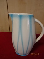 Granite porcelain, antique blue striped water jug. Marked: 1857. Vanneki! Jókai.
