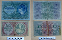 100 000 korona + 5000 korona 1922 Osztrák-Magyar Bank osztrák típus nagyon ritka