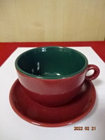 German porcelain coffee cup + placemat, burgundy and green. He has! Jókai.