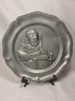 Embroidery girl shaking tin wall bowl. In perfect condition