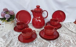 Friesland Germany ceracron Gyönyörű teáskészlet készlet csésze kanna bordó piros nosztalgia Gyűjtői