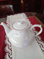 Régi ritka  szecessziós virág / írisz mintás  hollóházi  porcelán teás / kávés  kanna / kiöntő