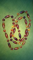 Decorative necklace with amber effect-77 cm