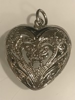 Openwork heart pendant made of stainless steel, 5 x 4 cm