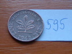 German German Bank of Germany 1 pfennig 1948 g Karlsruhe, steel covered with bronze # 595