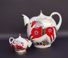 Antik Lomonosov Imperial orosz porcelán szovjet ussr nagyméretű 2,5 l teáskanna és tejkiöntő szett