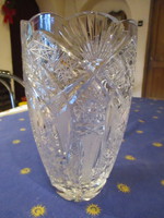 Old large Hungarian lead crystal vase with very rich polish. Wonderful!