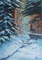 Téli erdő című festmény - Tájkép