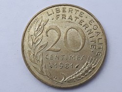 France 20 centimes 1981 coin - French 20 centimes 1981 foreign coin