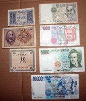 Bankjegy olasz papírpénz pénz 7 darab VF 1 forintos aukció NMÁ