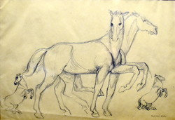 Hope Joseph (1887 - 1977) horses - sketch (medal plan sample?)