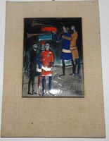 Gábor Somogyi - from a series of medieval scenes - a picture of a fire enamel