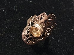 Genuine citrine silver ring size 8! Hamsha protection symbol