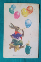 Régi húsvéti képeslap ,nyúl ,hímes tojás ,rajz :Gönczi tibor