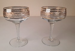 2 db Art Deco talpas aranyozott pezsgős pohár