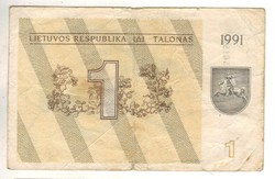 1 talonas talon 1991 Litvánia 1-es alatt szöveg nélkül