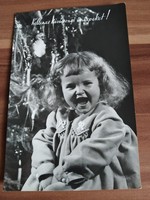 Rég képeslap, karácsony, kislány, 1963