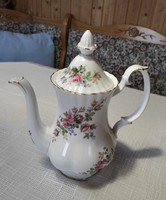 Angol Royal Albert porcelán kávés teás kanna Moss Rose, 0,8 literes, soha nem használt, hibátlan