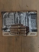 Postcard.The library of the Hungarian Academy of Sciences in 1865 / old engraving detail.175