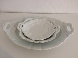 Fehér porcelán kínáló - pecsenyés - sültes szett - Füles tál