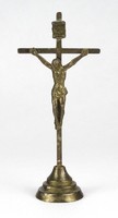 1H546 old copper crucifix cross pedestal 12.5 Cm