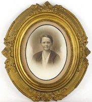 1H582 antique framed female portrait photography 31 x 28 cm