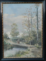 Antique painting with T m sign