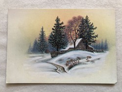 Régi Karácsonyi kinyithatós, aranyozott képeslap - Hatvany Józsefné