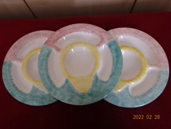 Hódmezővásárhelyi kézzel festett kerek szószos tányér. 3 db együtt eladó Vanneki! Jókai.