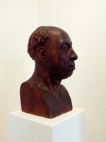 Mattis Teutsch János fa portrészobor, jelzett, 38 cm magas