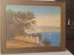 French riviera oil6farost old french painting 43x34 cm