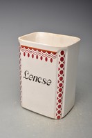 Old cubic porcelain spice rack. Lens with inscription. 15.2 Cm. With a rare indication.