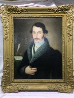 XIX. sz., férfi portré, olaj-vászon festmény