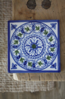 Spanyol kék mintás kézzel festett csempe, edényalátét - szép hibátlan