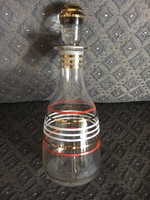 Retro üveg butélia, tömör üveg dugóval, 23,5 cm