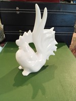 Porcelain rooster sculpture, 16 cm, flawless creation.