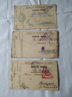 3 prisoner of war cards from a camp post in Krasnoyarsk in 1916, 1917