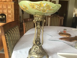 34 centis asztalközép, megkapóan szép, réz és porcelán