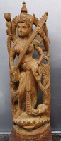 Indiai istennő szobor, szantálfa (32 cm, gyűjteményi darab)