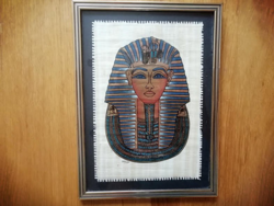 ​Tutanhamon fáraó, keretezett  egyiptomi papiruszkép