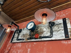 Ipari,steampunk,loft,industrial lámpa,fém- fa