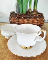 Arany szegélyes Albert Royal teás csésze+cukortartó