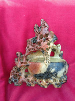 Kínai faragott kő, ásvány, zsírkő virágokkal madarakkal, váza antique chinese carved stone vase