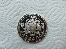Barbados ezüst 5 dollár 1974 PP 31.50 gramm 800 as ezüst