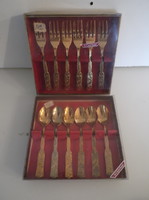 Cutlery - 12 pcs - gold-plated - German - coffee spoon + cookie fork - 11.5 x 2.5 cm