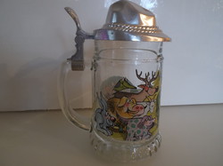 KUPA - VALÓBAN !! EZÜSTÖZÖTT - VADÁSZKALAP - FESTETT - 18 x 13 cm  - ÓN - 0,5 l  - Német - hibátlan