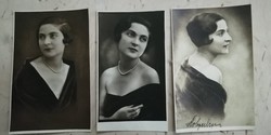 Antik hölgy portré fotó sorozat 3 db egyben 1927-ből
