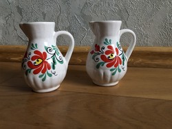 Aranyos virágmintás porcelán / kerámia kis kancsó   -  Harkány felirattal